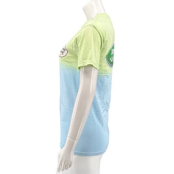 Sandy Liang Top Womens XS Green Blue Dippy Tee Tie Dye Retro‎ Style Logo Cotton - Picture 6 of 9
